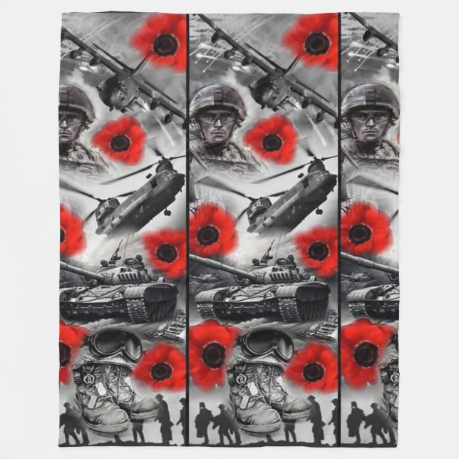 Army, Air Force, Navy Fleece Blanket (Front)