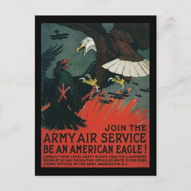 Army Air Service Vintage WWI Poster Postcard (Front)