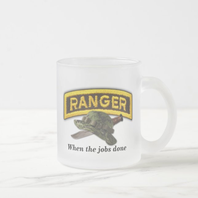 Army airborne rangers LRRPS recon LRS Frosted Glass Coffee Mug (Right)