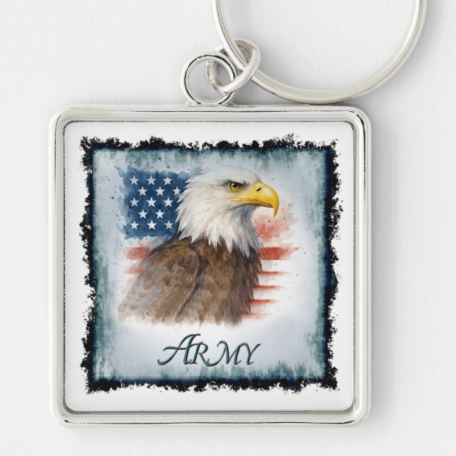 Army American Flag & Eagle Key Ring (Front)