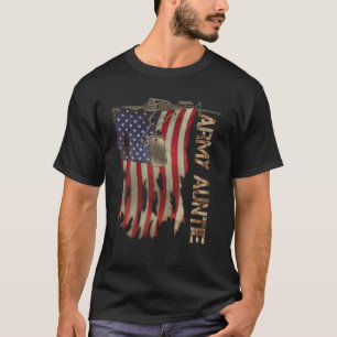 Army Auntie Military Veterans Retro US Flag Camo M T-Shirt