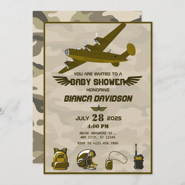 Army baby shower invitation (Front/Back)