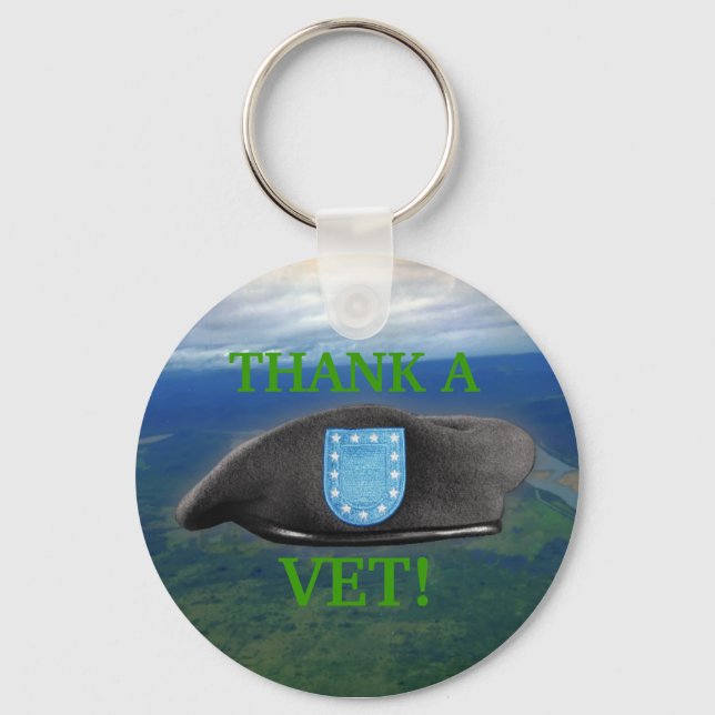army beret flash vets veterans iraq  Keychain (Front)