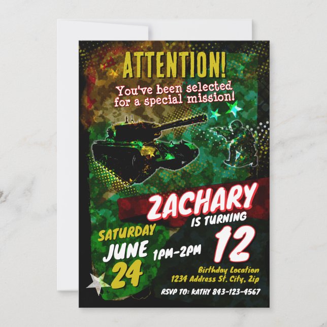 Army birthday invitation (Front)