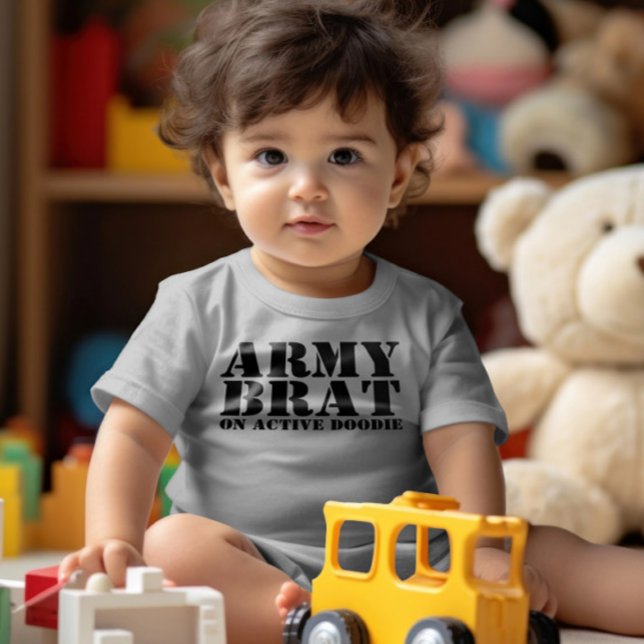 Army Brat on Active Doodie Baby Humour (Army Brat on Active Doodie Baby Humor Infant T-shirt by Ricaso. New baby gift ideas for the military)