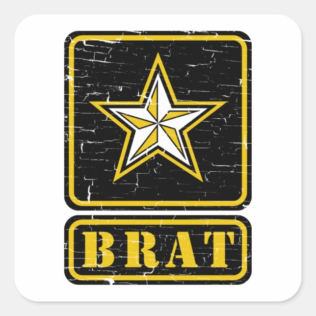 Army Brat with Star (weathered) Square Sticker (Front)