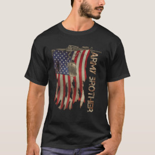 Army Brother Military Veterans Retro US Flag Camo  T-Shirt