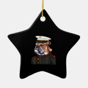 Army Bulldog Military Armed Dog Dad Mum Gift Ceramic Tree Decoration