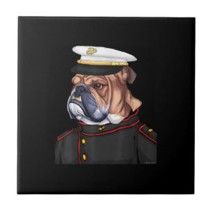 Army Bulldog Military Armed Dog Dad Mum Gift Tile
