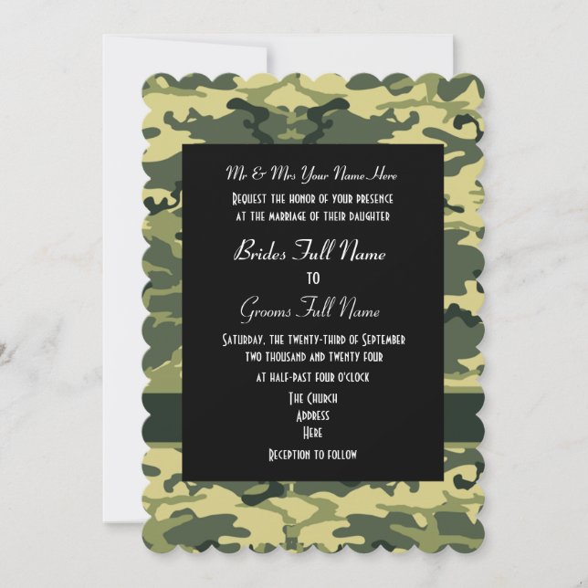Army camo redneck  wedding invitation (Front)