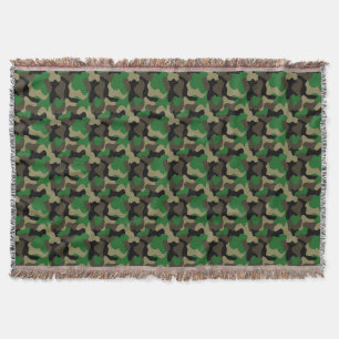 Army Camouflage Design Green Earth Tones Throw Blanket