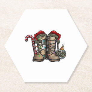 Army Christmas Paper Coaster