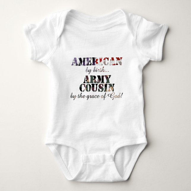 Army Cousin Grace of God Baby Bodysuit (Front)