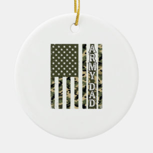 Army Dad Camo American Flag Vintage Shirt Design_1 Ceramic Tree Decoration