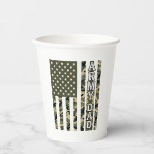 Army Dad Camo American Flag Vintage Shirt Design_1 Paper Cups