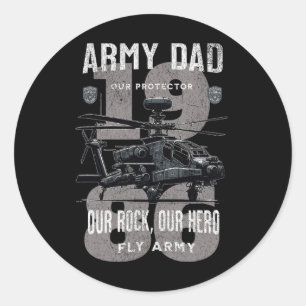 Army Dad Father Military Fathers Day Apache Helico Classic Round Sticker