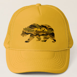 army dad papa bear funny camo trucker hat