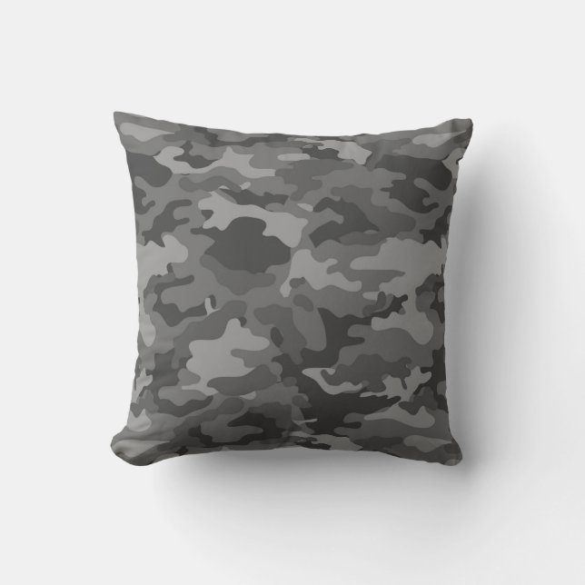 Army Dark Grey Camo Camouflage #1 Pillow (Front)
