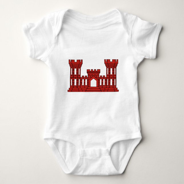 Army Engineer Insignia - Red Baby Bodysuit (Front)