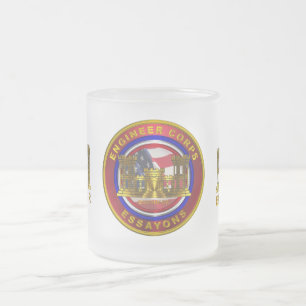 Army Engineer Soldier and Veteran Frosted Glass Coffee Mug