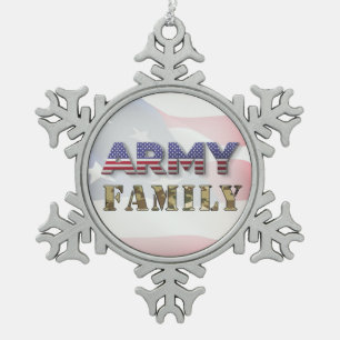 Army Family Christmas Snowflake Pewter Christmas Ornament