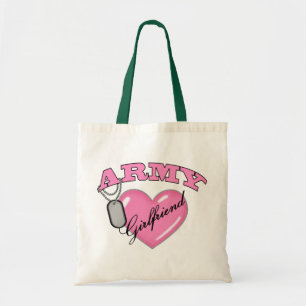 Army Girlfriend Pink Heart N Dog Tag Tote Bag