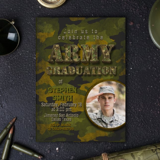 Army Graduation- Military - Soldier with Photo Invitation (Army Graduation- Military - Soldier with Photo Invitation)