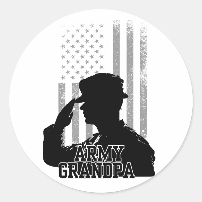 Army Grandpa Classic Round Sticker (Front)