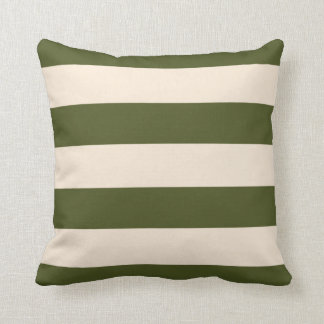 Army Green and Antique White Stripes Cushion