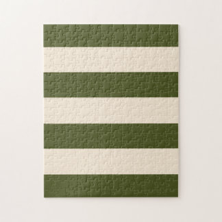 Army Green and Antique White Stripes Jigsaw Puzzle