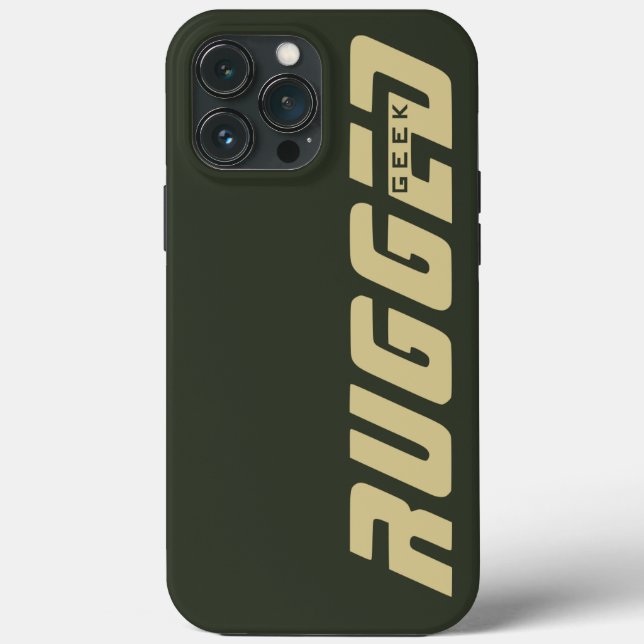 army green and gold RUGGED GEEK Case-Mate iPhone Case (Back)