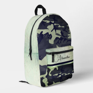 Army Green Camo Shimmery Chic Personalised Printed Backpack