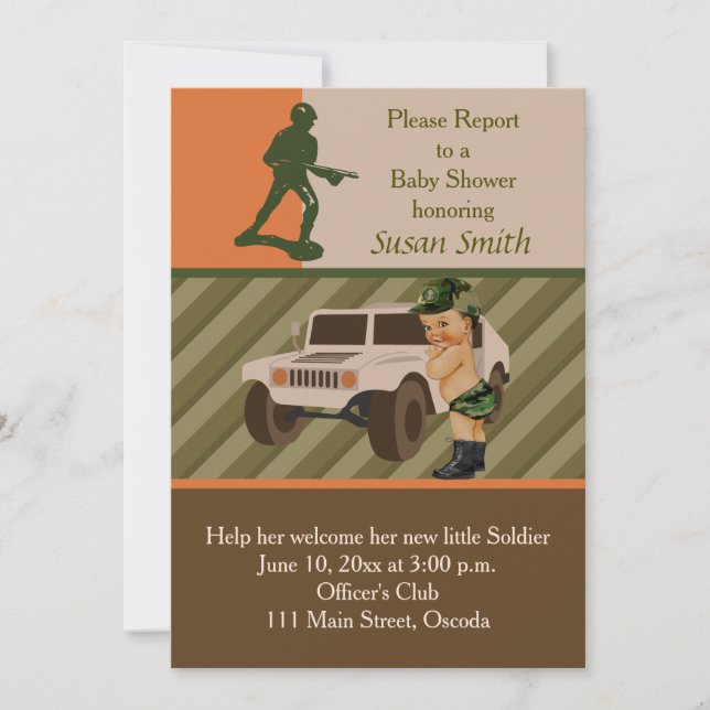 Army Green Camouflage Baby Shower Invite (Front)