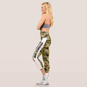 Army Green Camouflage PERSONALIZE Capri Leggings