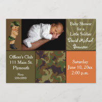 Army Green Camouflage Photo Baby Shower