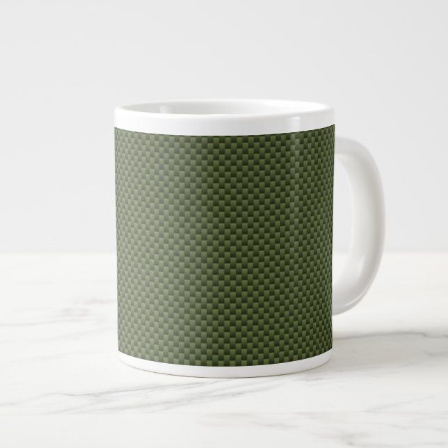 Army Green Carbon Fiber Print Large Coffee Mug (Front Right)