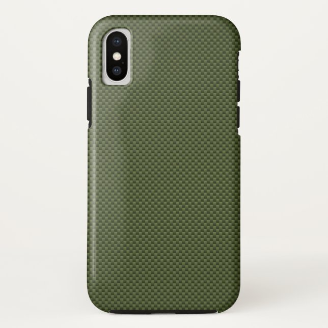 Army Green Carbon Fibre Style Print Case-Mate iPhone Case (Back)