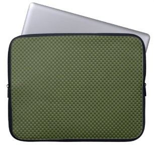 Army Green Carbon Fibre Style Print Laptop Sleeve