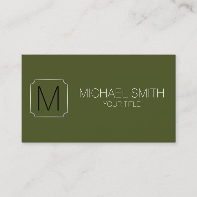 Army green colour background business card (Front)