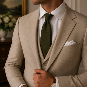 Army Green Fine Twill Weave Tie