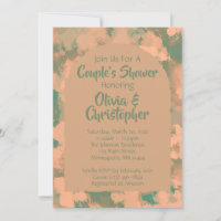 Army Green Floral Couples Shower Brunch Invitation