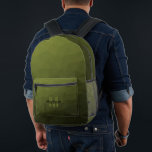 Army green geometric mesh pattern Monogram Printed Backpack<br><div class="desc">Army green geometric mesh pattern Monogram Printed Backpack. Cool fashion accessory bag for everyone. 
Army green Triangle geometric mesh with light to dark ombre gradient design. Create a unique and personalised backpack with a custom touch! Modern monogram with your initial and your name for that extra personal flair.</div>
