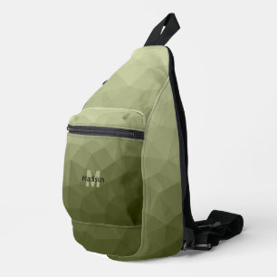 Army green geometric mesh pattern Monogram Sling Bag