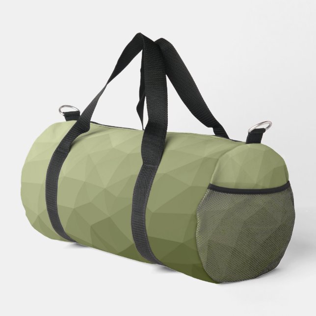 Army green gradient geometric mesh pattern duffle bag (Right Corner)