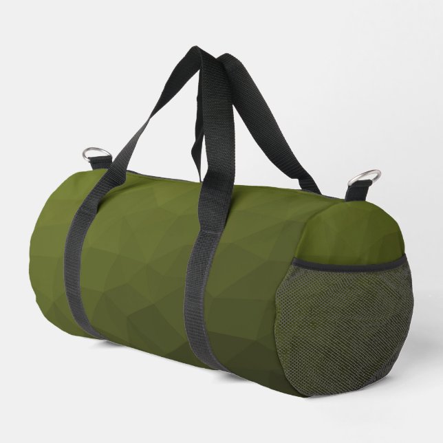 Army green gradient geometric mesh pattern duffle bag (Right Corner)