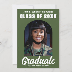 Army Green Graduate Photo Modern Arch Graduation Announcement