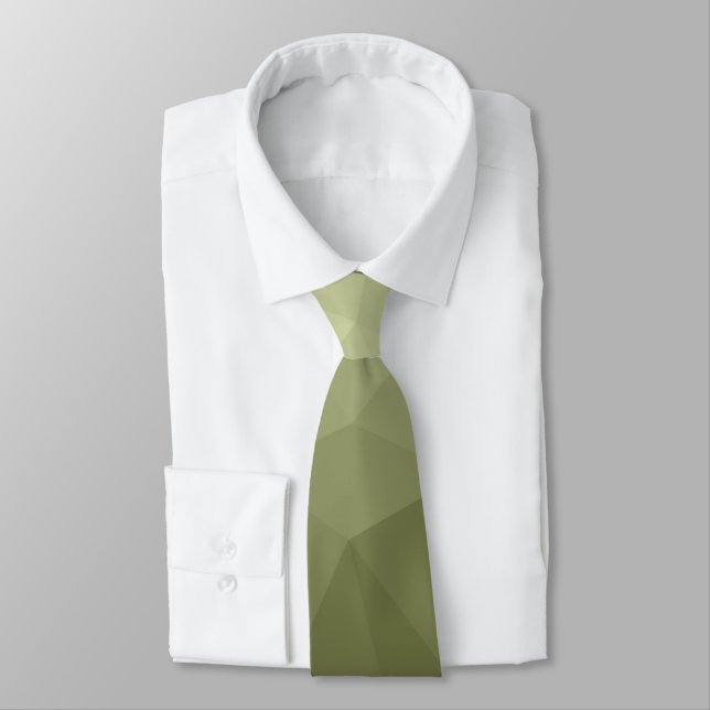Army green light Gradient Geometric Mesh Pattern Tie (Tied)