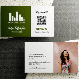 Army Green Logo QR Code Photo Social Media Business Card