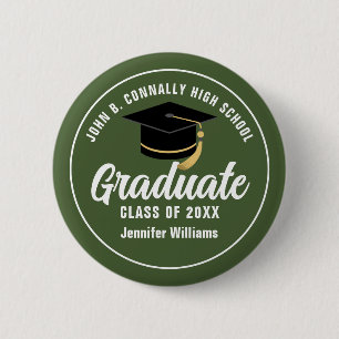 Army Green Military School Graduate Custom Name 6 Cm Round Badge