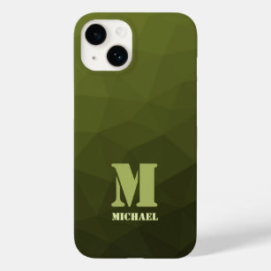 Army green olive geometric mesh pattern Monogram Case-Mate iPhone 14 Case